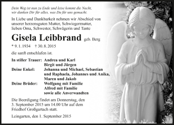 Traueranzeige von Gisela Leibbrand 