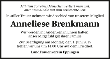 Traueranzeige von Anneliese Brenkmann 