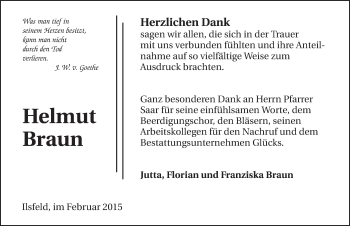 Traueranzeige von Helmut Braun 