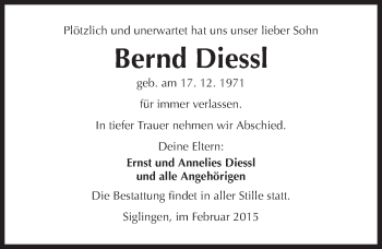 Traueranzeige von Bernd Diessl 
