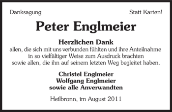 Traueranzeige von Peter Englmeier 