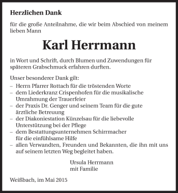 Traueranzeige von Karl Herrmann 