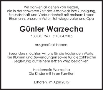 Traueranzeige von Günter Warzecha 