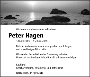 Traueranzeige von Peter Hagen 