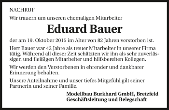 Traueranzeige von Eduard Bauer 