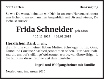 Traueranzeige von Frida Schneider 
