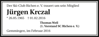 Traueranzeige von Jürgen Krczal 
