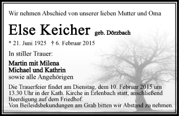 Traueranzeige von Else Keicher 