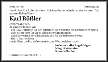 Traueranzeige von Karl Rößler 
