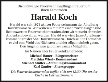 Traueranzeige von Harald Koch 