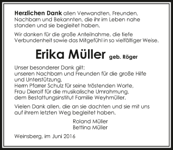 Traueranzeige von Erika Müller 