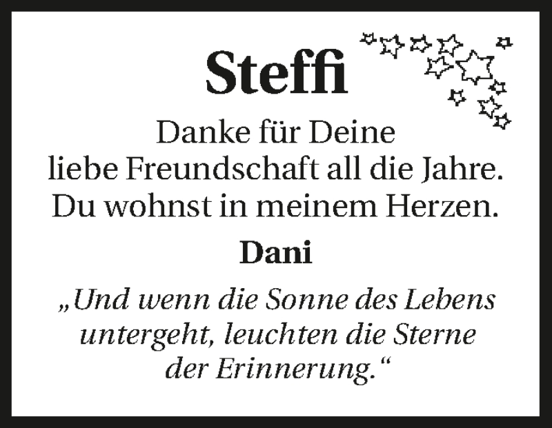  Traueranzeige für Stefanie Bohatsch vom 23.08.2016 aus 