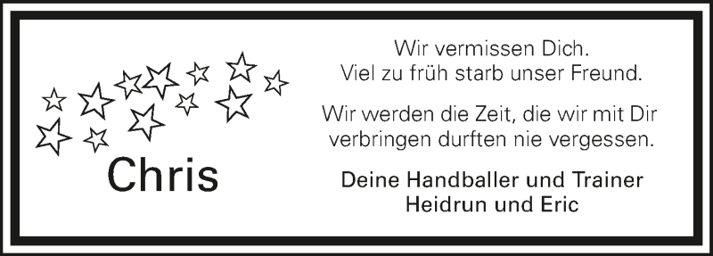  Traueranzeige für Christian Fiedler vom 17.09.2016 aus 