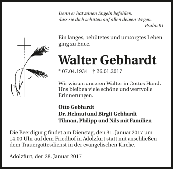 Traueranzeige von Walter Gebhardt 