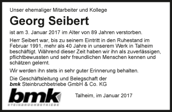 Traueranzeige von Georg Seibert 