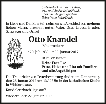 Traueranzeige von Otto Knandel 