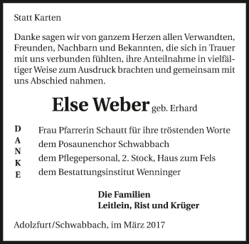 Traueranzeige von Else Weber 