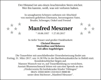 Traueranzeige von Manfred Meszner 