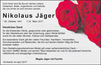 Traueranzeige von Nikolaus Jäger 