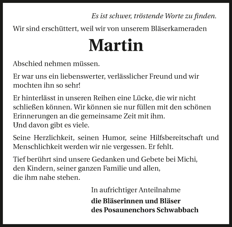  Traueranzeige für Martin Klappenecker vom 02.06.2017 aus 