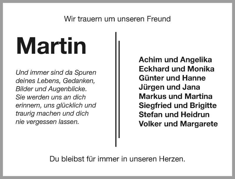  Traueranzeige für Martin Reichert vom 20.07.2017 aus 