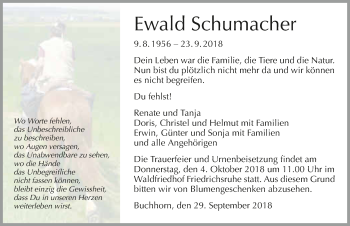 Traueranzeige von Ewald Schumacher 
