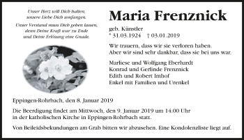 Traueranzeige von Maria Frenznick 