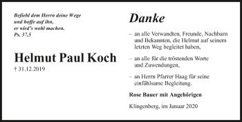 Traueranzeige von Helmut Koch 