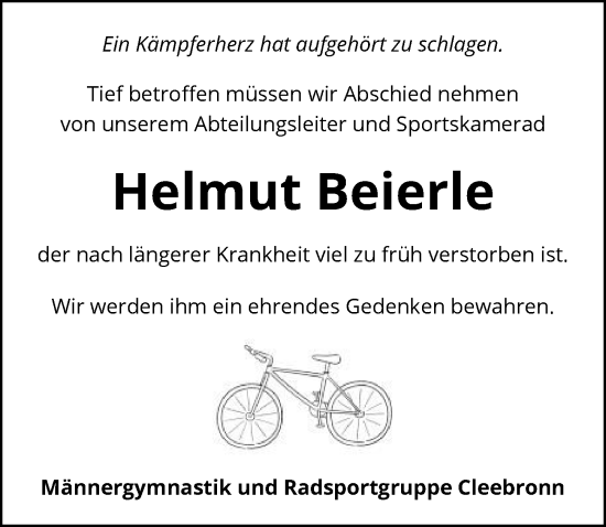 Traueranzeige von Helmut Beierle von GESAMT