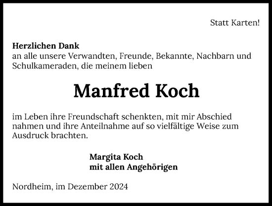 Traueranzeige von Manfred Koch von GESAMT