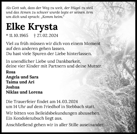 Traueranzeige von Elke Krysta von GESAMT