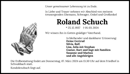 Traueranzeige von Roland Schuch von GESAMT