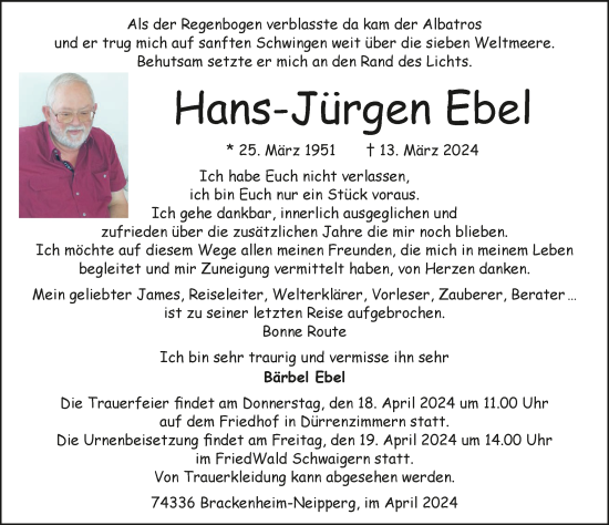 Traueranzeige von Hans-Jürgen Ebel von GESAMT