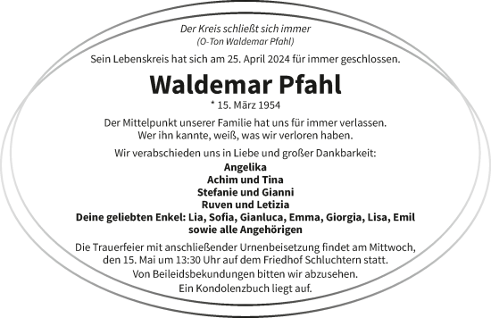 Traueranzeige von Waldemar Pfahl von GESAMT