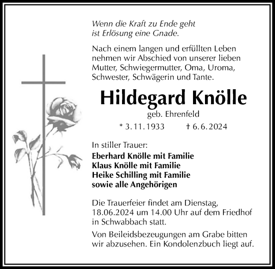 Traueranzeige von Hildegard Knölle von GESAMT