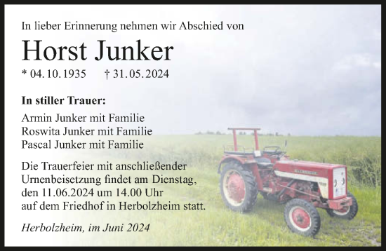 Traueranzeige von Horst Junker von GESAMT