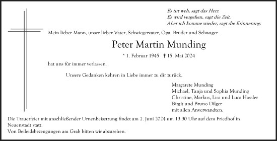 Traueranzeige von Peter Martin Munding von GESAMT