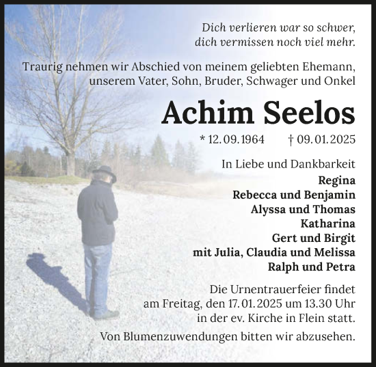 Traueranzeige von Achim Seelos von GESAMT