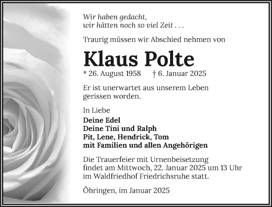 Traueranzeige von Klaus Polte von GESAMT
