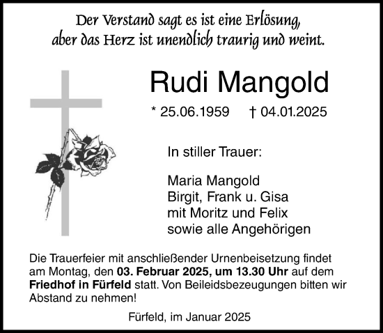 Traueranzeige von Rudi Mangold von GESAMT