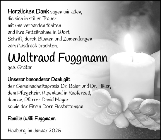 Traueranzeige von Waltraud Fuggmann von GESAMT