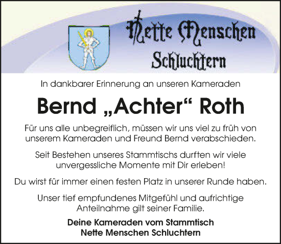 Traueranzeige von Bernd Roth von GESAMT