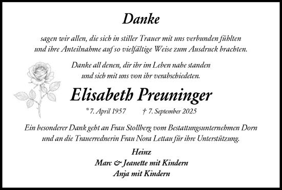 Traueranzeige von Elisabeth Preuninger von GESAMT