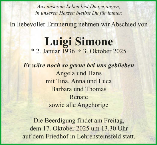 Traueranzeige von Luigi Simone von GESAMT