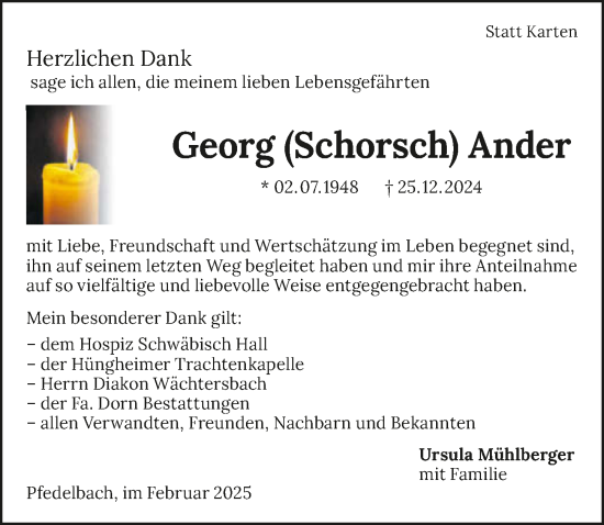 Traueranzeige von Georg  Ander von GESAMT
