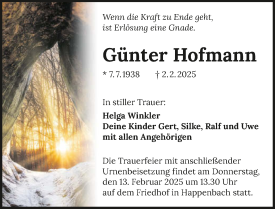 Traueranzeige von Günter Hofmann von GESAMT