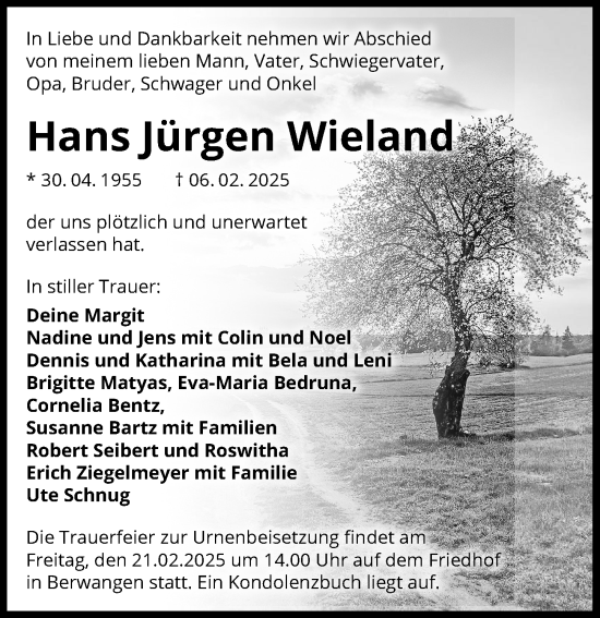 Traueranzeige von Hans Jürgen Wieland von GESAMT