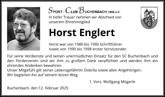 Traueranzeige von Horst Englert von GESAMT