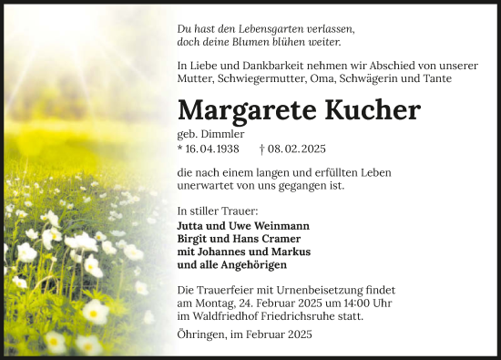 Traueranzeige von Margarete Kucher von GESAMT