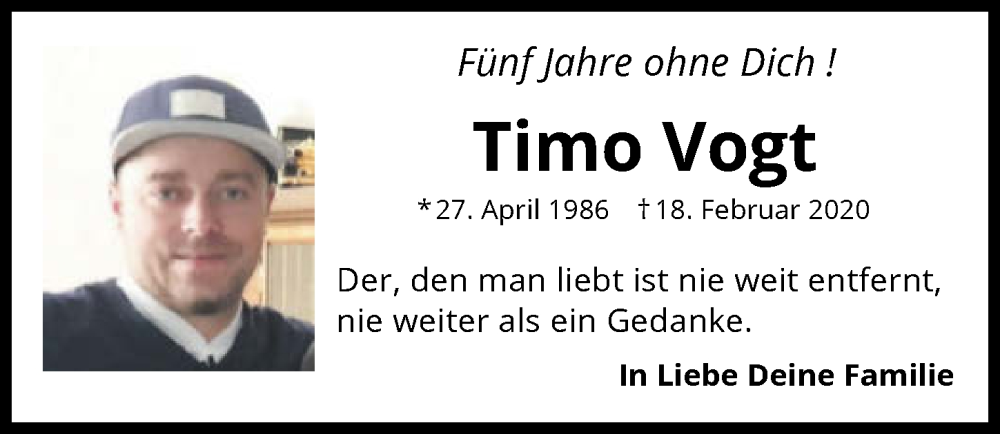  Traueranzeige für Timo Vogt vom 18.02.2025 aus GESAMT